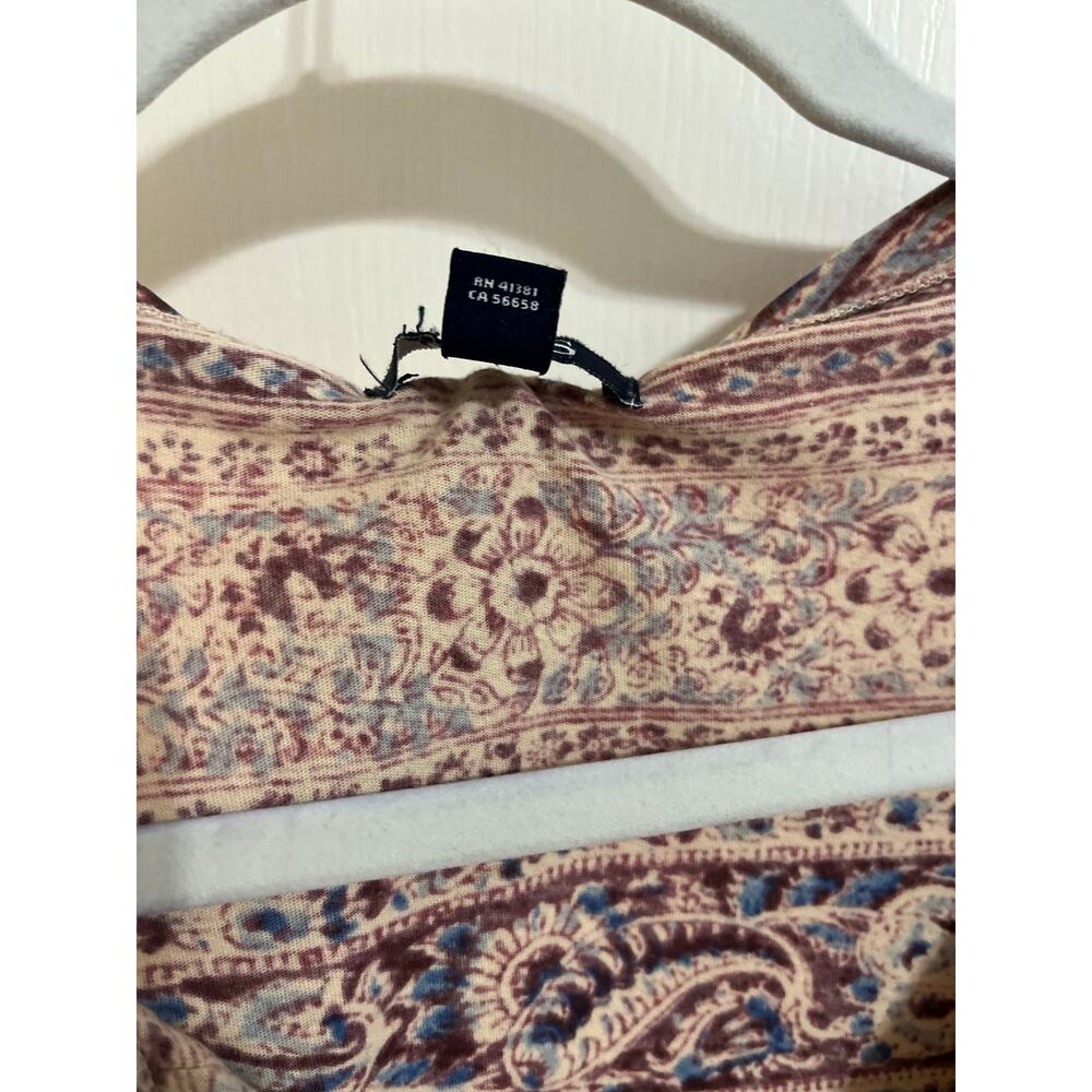 Chaps Women's 1X Paisley Boho Peasant Blouse Tie Neck 3/4 Sleeve Plus Size - Picture 6 of 10